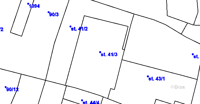 Parcela st. 41/3 v KÚ Libčeves, Katastrální mapa