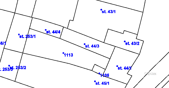 Parcela st. 44/3 v KÚ Libčeves, Katastrální mapa