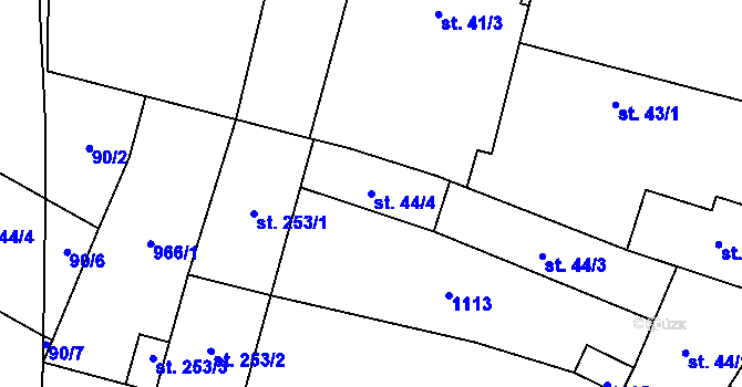 Parcela st. 44/4 v KÚ Libčeves, Katastrální mapa