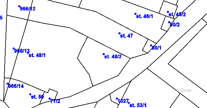Parcela st. 48/2 v KÚ Libčeves, Katastrální mapa