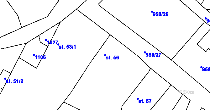 Parcela st. 56 v KÚ Libčeves, Katastrální mapa