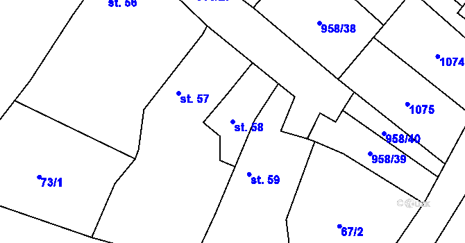 Parcela st. 58 v KÚ Libčeves, Katastrální mapa