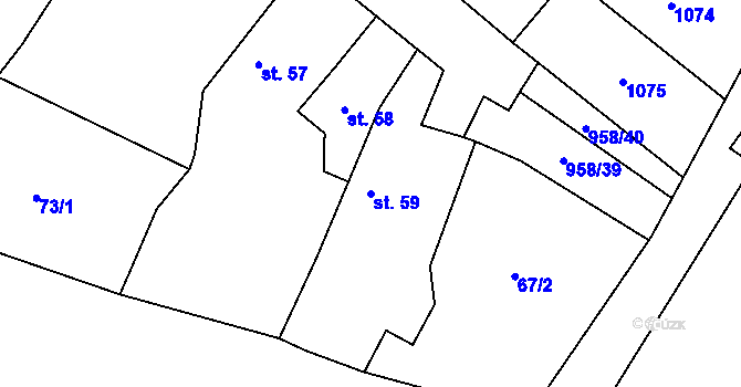 Parcela st. 59 v KÚ Libčeves, Katastrální mapa