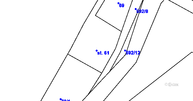 Parcela st. 61 v KÚ Libčeves, Katastrální mapa