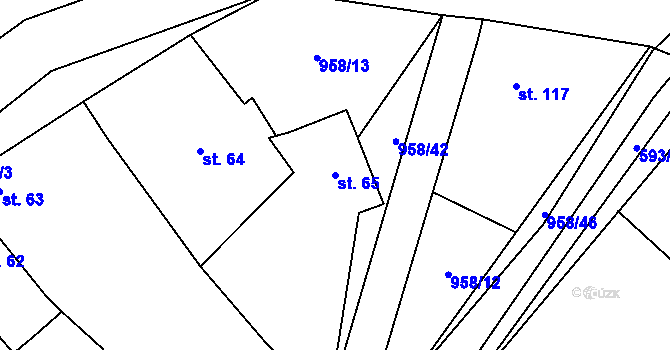 Parcela st. 65 v KÚ Libčeves, Katastrální mapa
