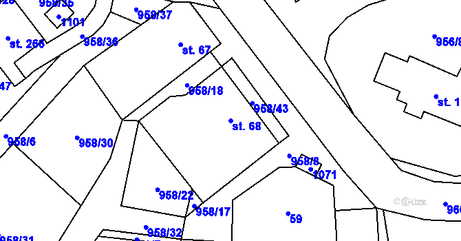 Parcela st. 68 v KÚ Libčeves, Katastrální mapa