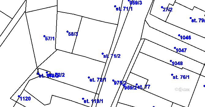 Parcela st. 71/2 v KÚ Libčeves, Katastrální mapa