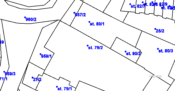 Parcela st. 79/2 v KÚ Libčeves, Katastrální mapa