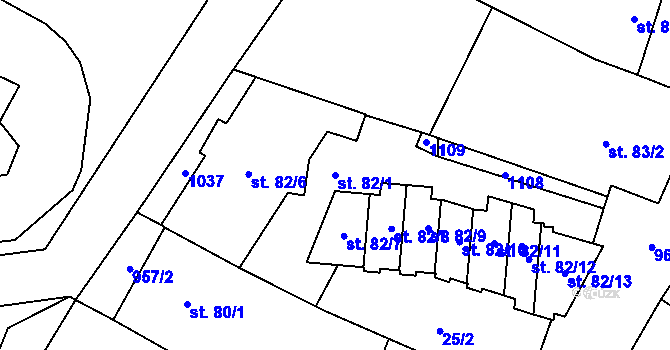 Parcela st. 82/1 v KÚ Libčeves, Katastrální mapa