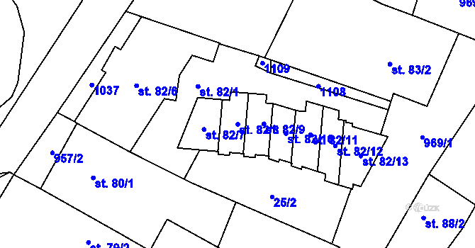 Parcela st. 82/8 v KÚ Libčeves, Katastrální mapa