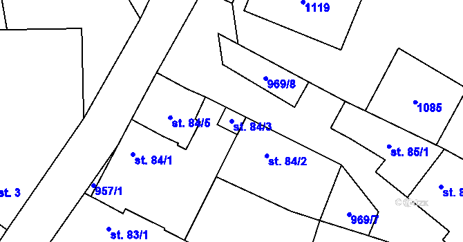 Parcela st. 84/3 v KÚ Libčeves, Katastrální mapa