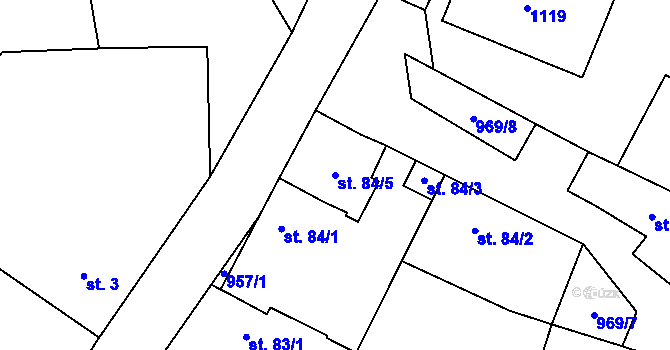 Parcela st. 84/5 v KÚ Libčeves, Katastrální mapa