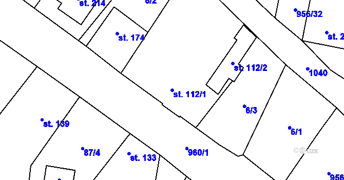Parcela st. 112/1 v KÚ Libčeves, Katastrální mapa