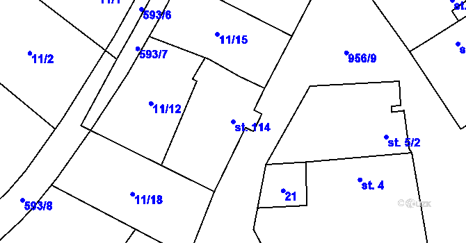 Parcela st. 114 v KÚ Libčeves, Katastrální mapa