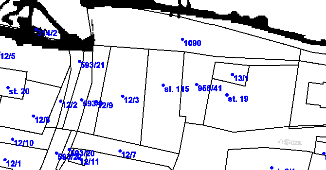 Parcela st. 115 v KÚ Libčeves, Katastrální mapa