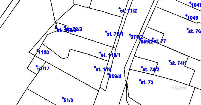 Parcela st. 118 v KÚ Libčeves, Katastrální mapa