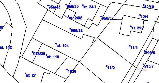 Parcela st. 143 v KÚ Libčeves, Katastrální mapa