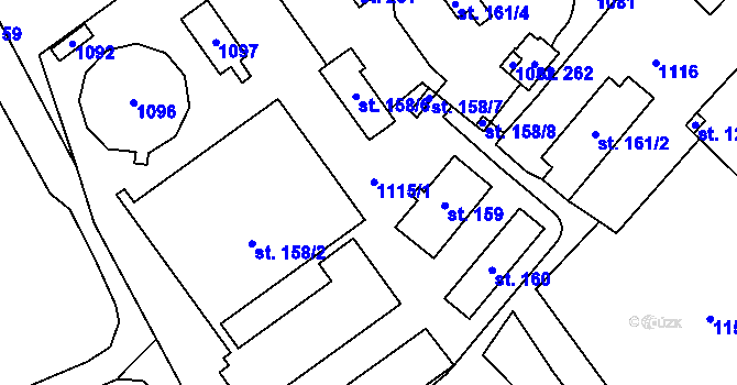 Parcela st. 158/1 v KÚ Libčeves, Katastrální mapa
