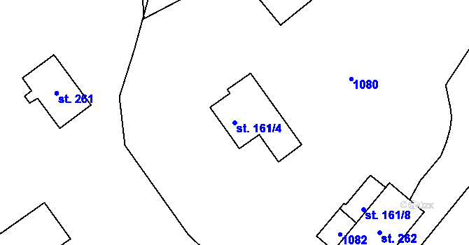 Parcela st. 161/4 v KÚ Libčeves, Katastrální mapa