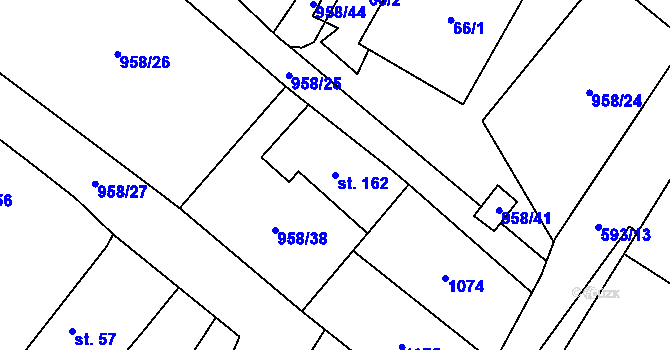 Parcela st. 162 v KÚ Libčeves, Katastrální mapa