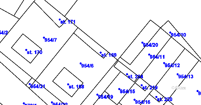 Parcela st. 169 v KÚ Libčeves, Katastrální mapa