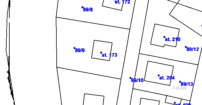 Parcela st. 173 v KÚ Libčeves, Katastrální mapa
