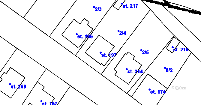 Parcela st. 197 v KÚ Libčeves, Katastrální mapa