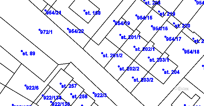 Parcela st. 201/2 v KÚ Libčeves, Katastrální mapa