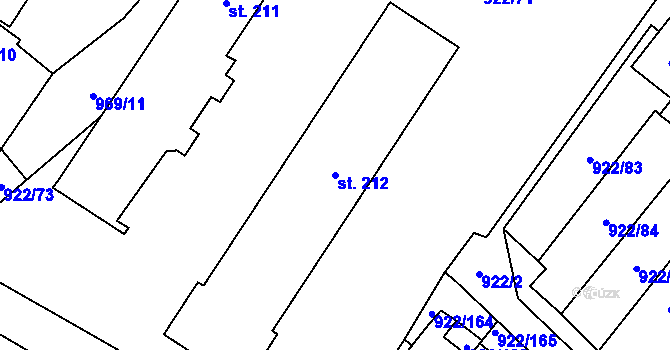 Parcela st. 212 v KÚ Libčeves, Katastrální mapa