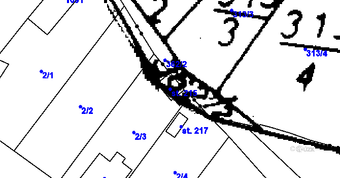 Parcela st. 215 v KÚ Libčeves, Katastrální mapa