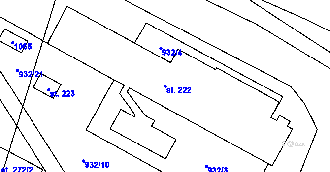 Parcela st. 222 v KÚ Libčeves, Katastrální mapa