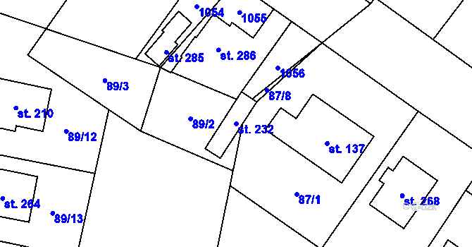 Parcela st. 232 v KÚ Libčeves, Katastrální mapa