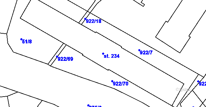 Parcela st. 234 v KÚ Libčeves, Katastrální mapa