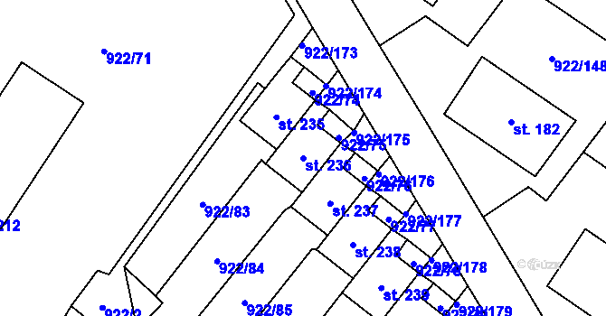 Parcela st. 236 v KÚ Libčeves, Katastrální mapa