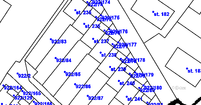 Parcela st. 238 v KÚ Libčeves, Katastrální mapa