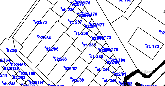 Parcela st. 239 v KÚ Libčeves, Katastrální mapa