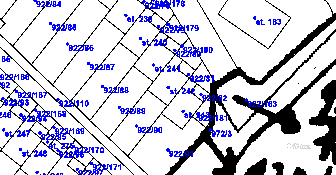 Parcela st. 242 v KÚ Libčeves, Katastrální mapa