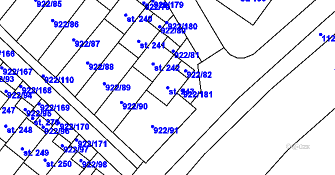 Parcela st. 243 v KÚ Libčeves, Katastrální mapa