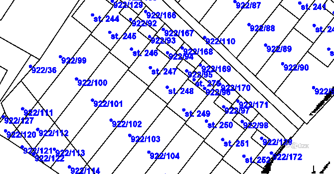 Parcela st. 248 v KÚ Libčeves, Katastrální mapa