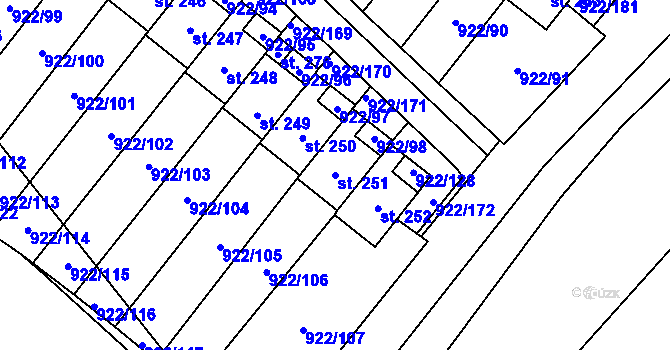 Parcela st. 251 v KÚ Libčeves, Katastrální mapa