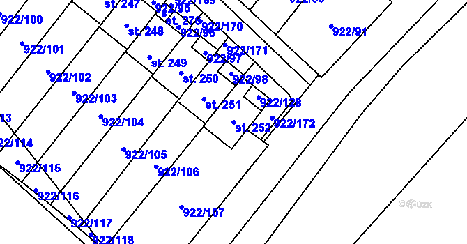 Parcela st. 252 v KÚ Libčeves, Katastrální mapa