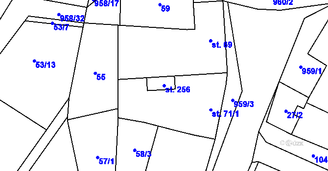 Parcela st. 256 v KÚ Libčeves, Katastrální mapa