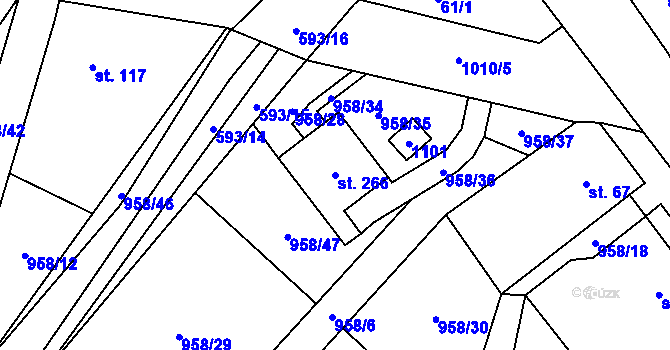 Parcela st. 266 v KÚ Libčeves, Katastrální mapa
