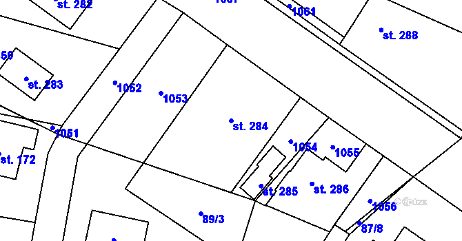 Parcela st. 284 v KÚ Libčeves, Katastrální mapa