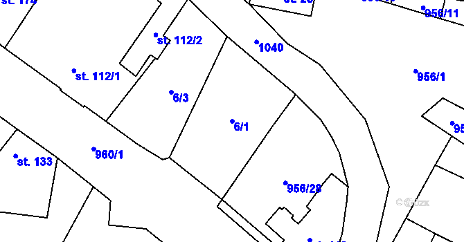 Parcela st. 6/1 v KÚ Libčeves, Katastrální mapa