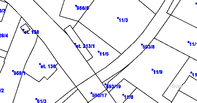 Parcela st. 11/5 v KÚ Libčeves, Katastrální mapa