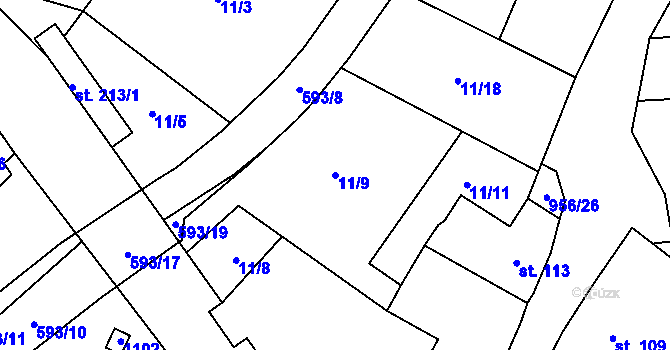 Parcela st. 11/9 v KÚ Libčeves, Katastrální mapa