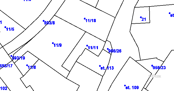 Parcela st. 11/11 v KÚ Libčeves, Katastrální mapa