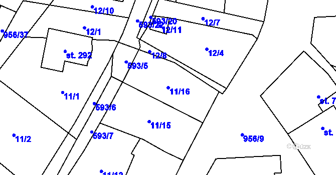 Parcela st. 11/16 v KÚ Libčeves, Katastrální mapa
