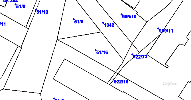 Parcela st. 51/16 v KÚ Libčeves, Katastrální mapa